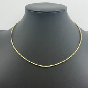 Gold Vermeil Sterling SIlver 925 Omega Chain 2mm Necklace 16-18" Italy READ